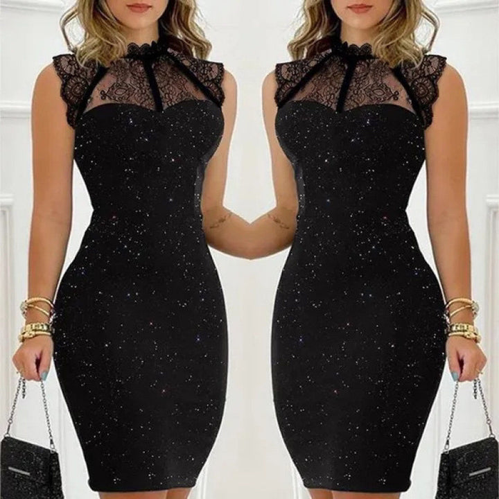 Dame Ærmeløs Bodycon-kjole med Spids-Detalje Stilla
