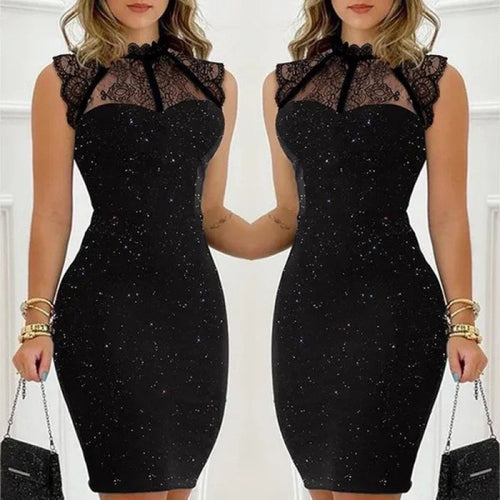 Dame Ærmeløs Bodycon-kjole med Spids-Detalje Stilla