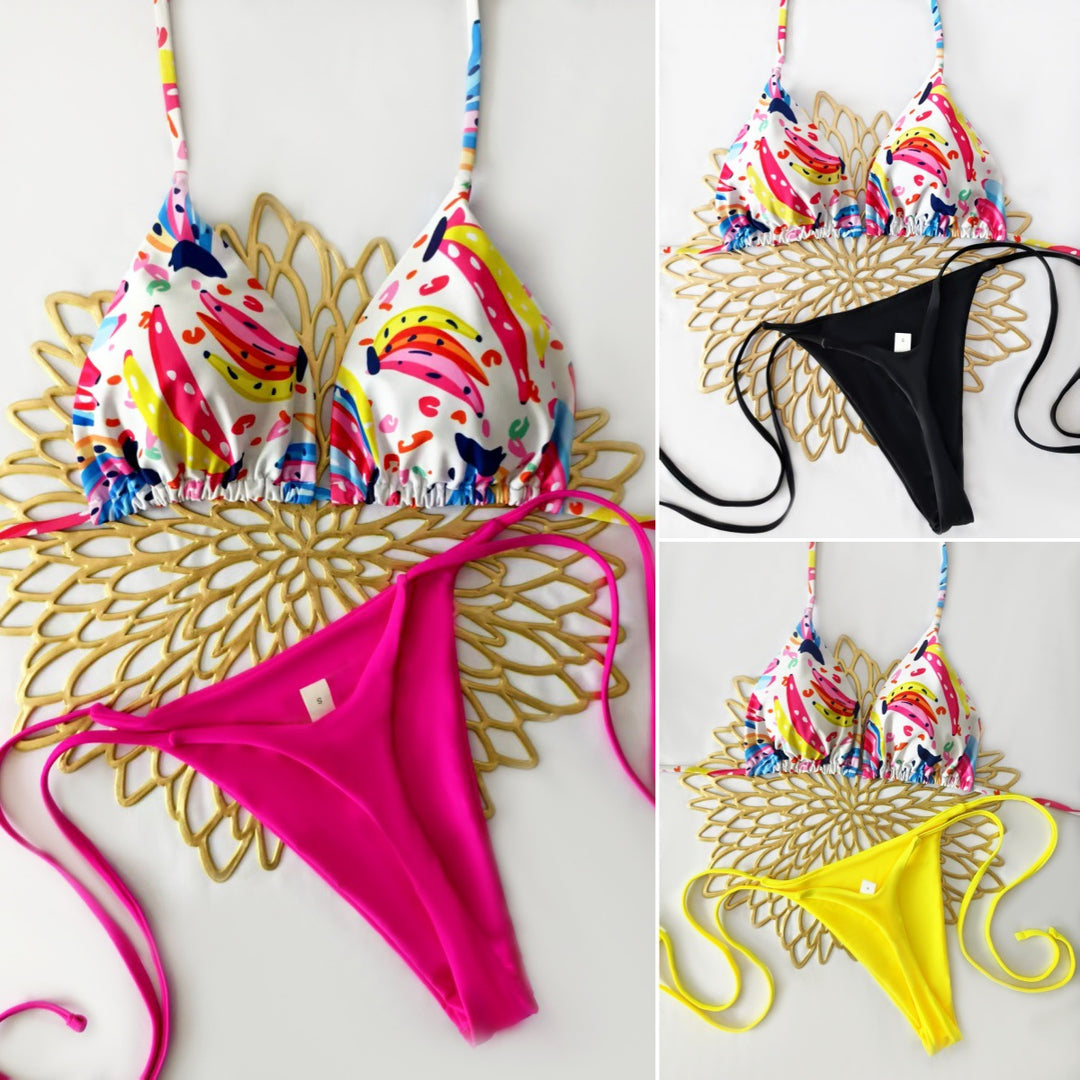 Damer Bikini-sæt med trendy dyretryk og moderigtigt sløjfe-detalje Skovae
