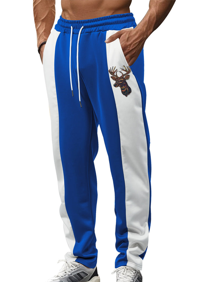 Herrer nan sporty Trackpants med sidelæns kontrastbånd elastisk bund snor og hjorte broderi Skovae