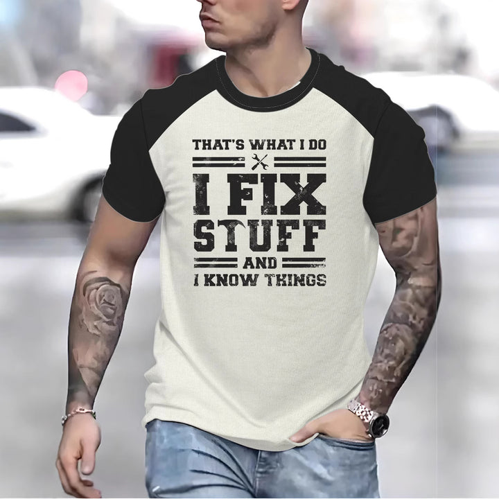 Herrer T-shirt med kreativ håndværkertryk og afslappede raglanærmer Stilla