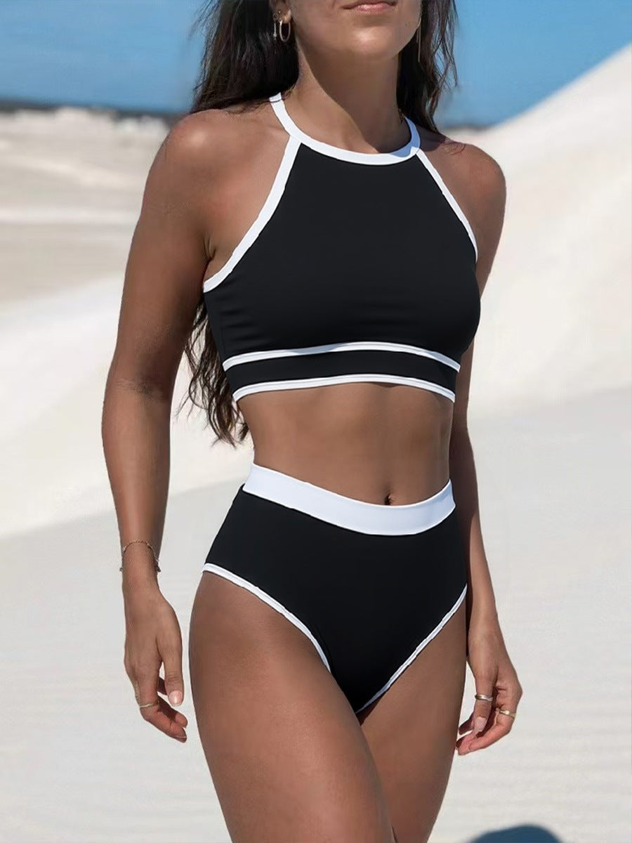 Dame Sporty Bikini-sæt med højskåret bund og racerback-top Skovae