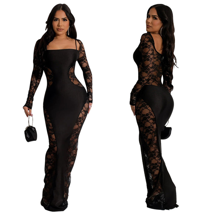 Dame Elegant Langærmet Bodycon Kjole med Krydsdetalje Stilla