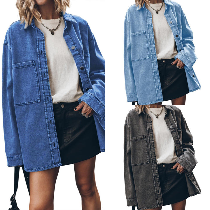 Dame Størrelse Denim Skjortejakke Stilla