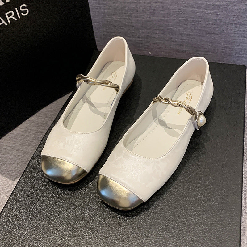 Dame Elegante Floral Mønstret Mary Jane Ballerinas med Dekorativ Rem Stilla