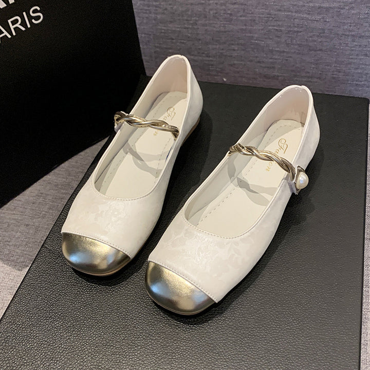 Dame Elegante Floral Mønstret Mary Jane Ballerinas med Dekorativ Rem Stilla