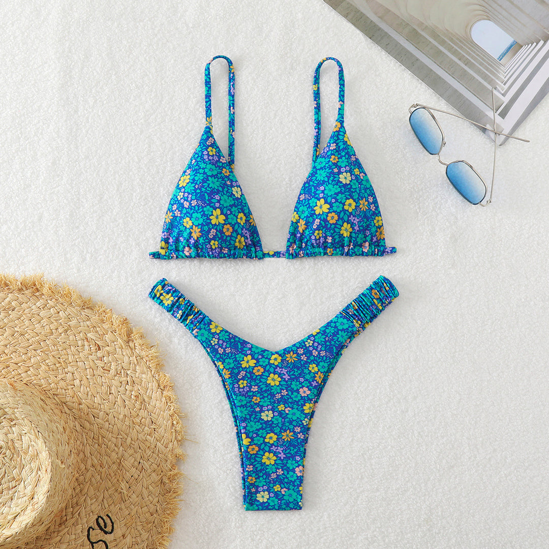 Dame triangel-bikini med blomsterdesign Skovae