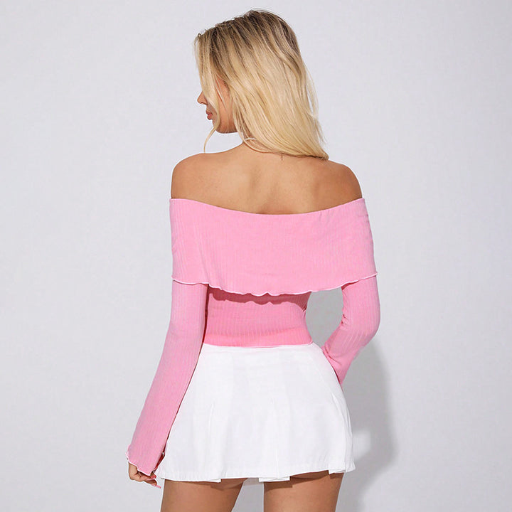 Femme Off-shoulder Draperet Body med Sløjfe Detalje Stilla