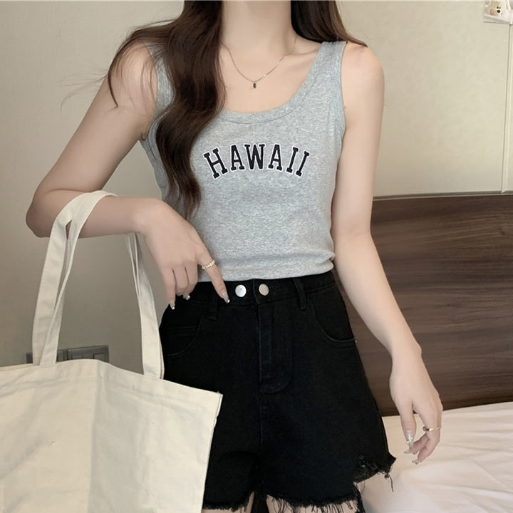 Femme Cropped Grafik Tank Top med fedtrykt tekst Stilla