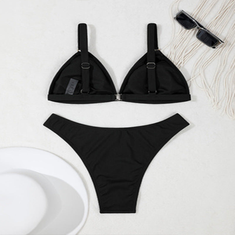 Kvinder Triangle Cut Hardware Accent Bikini Sæt Stilla