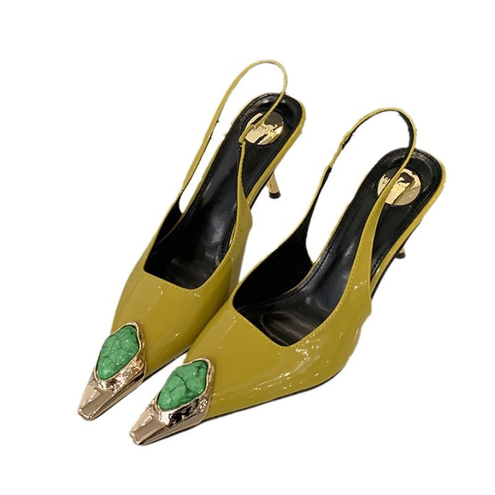 Dame Slingback Pumps med smagfuld metallic-besætning og funklerende detalje Stilla