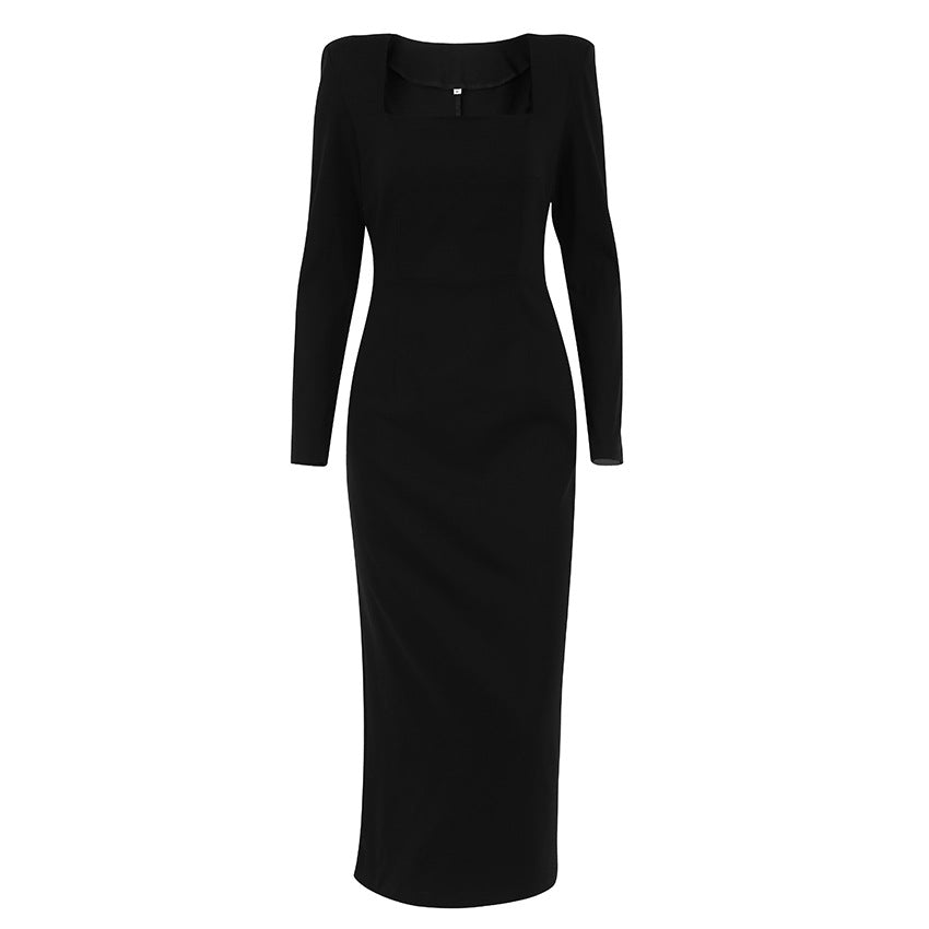 Dame Maxikjole med elegant, off-shoulder design og strukturerede ærmer Stilla