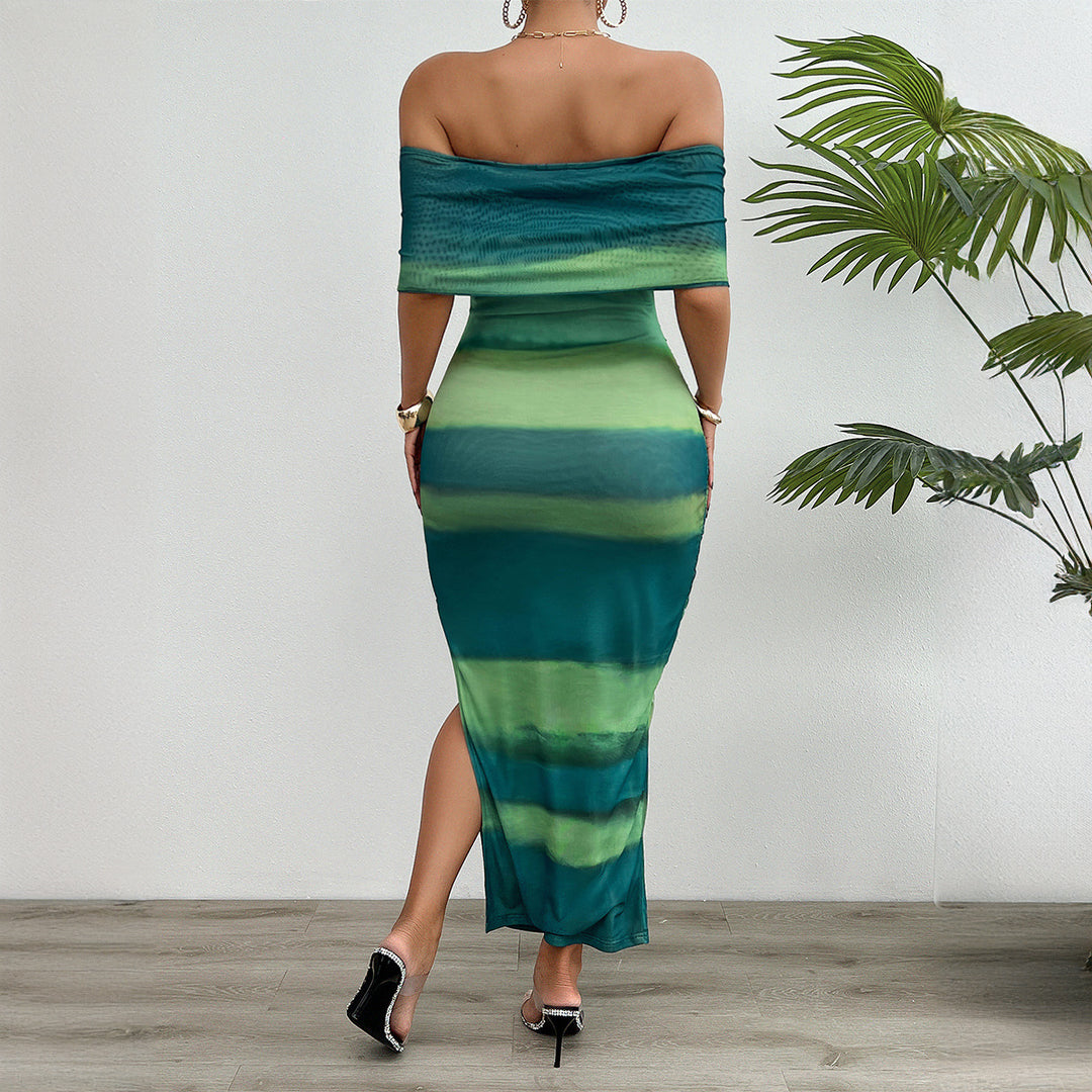 Dame Off-Shoulder Maxikjole med elastisk taljeindsats og elegante flæsedetaljer Stilla