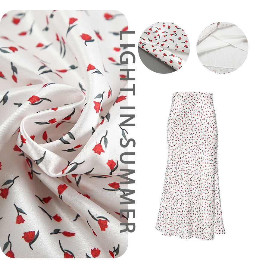 Damer Elegant Midi-Nederdel med blomsterprint og rummelig pasform Stilla