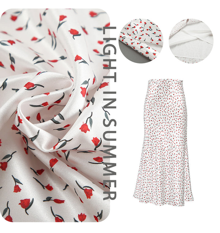 Damer Elegant Midi-Nederdel med blomsterprint og rummelig pasform Stilla
