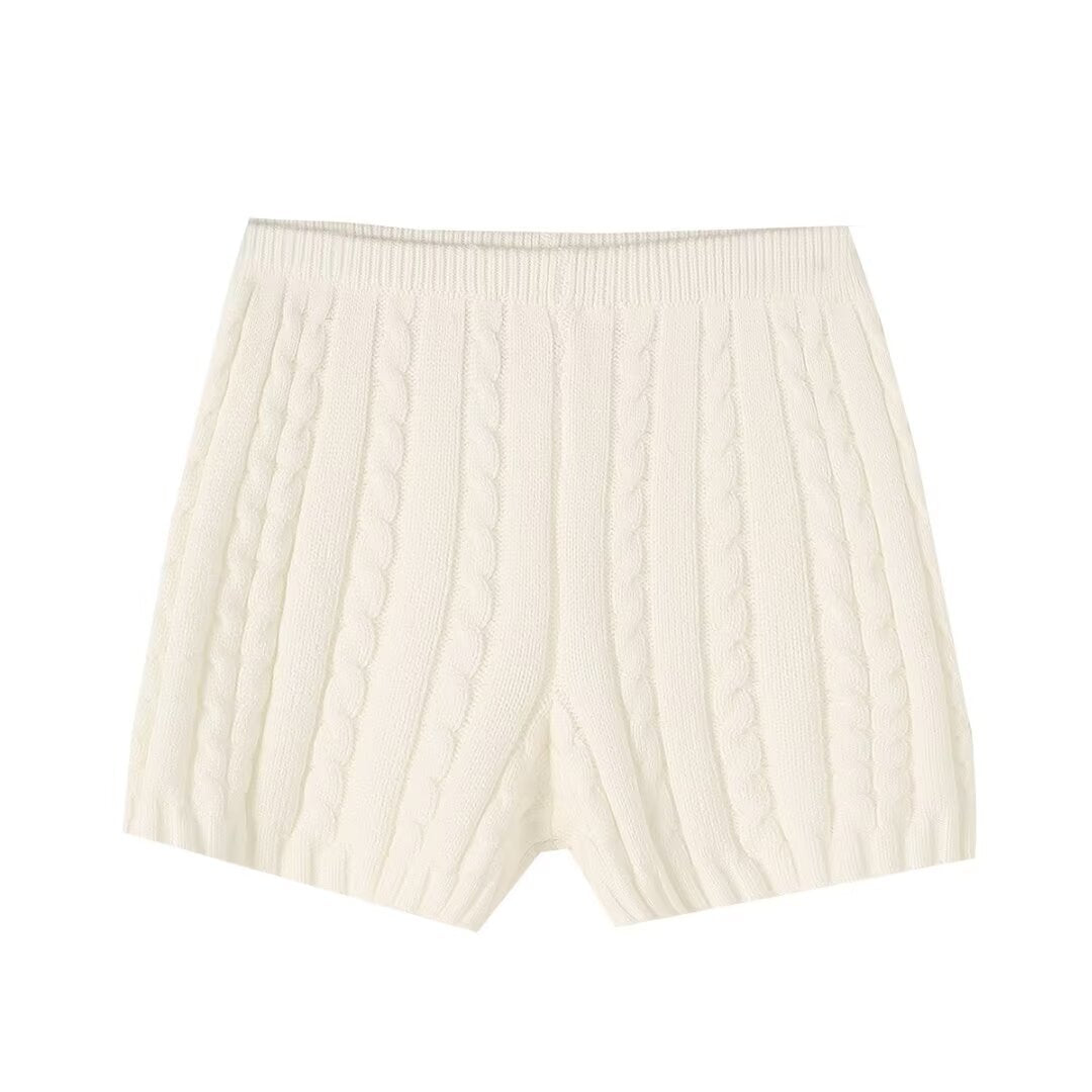 Dame strikshorts med ribstruktur og høj talje Stilla