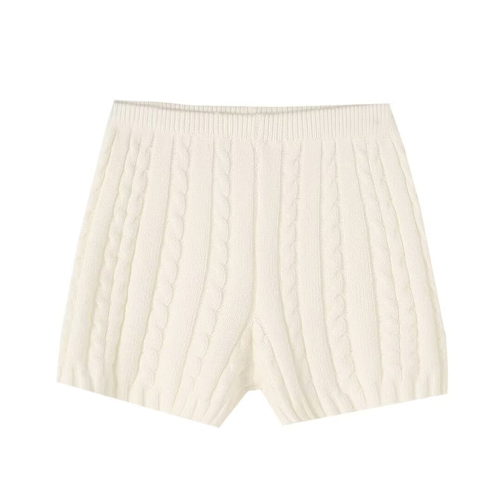 Dame strikshorts med ribstruktur og høj talje Stilla