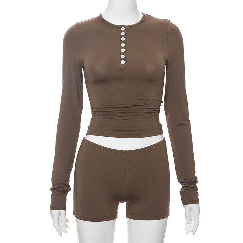 Femme Cozy Langærmet Button-Up Aktiv Sæt Stilla