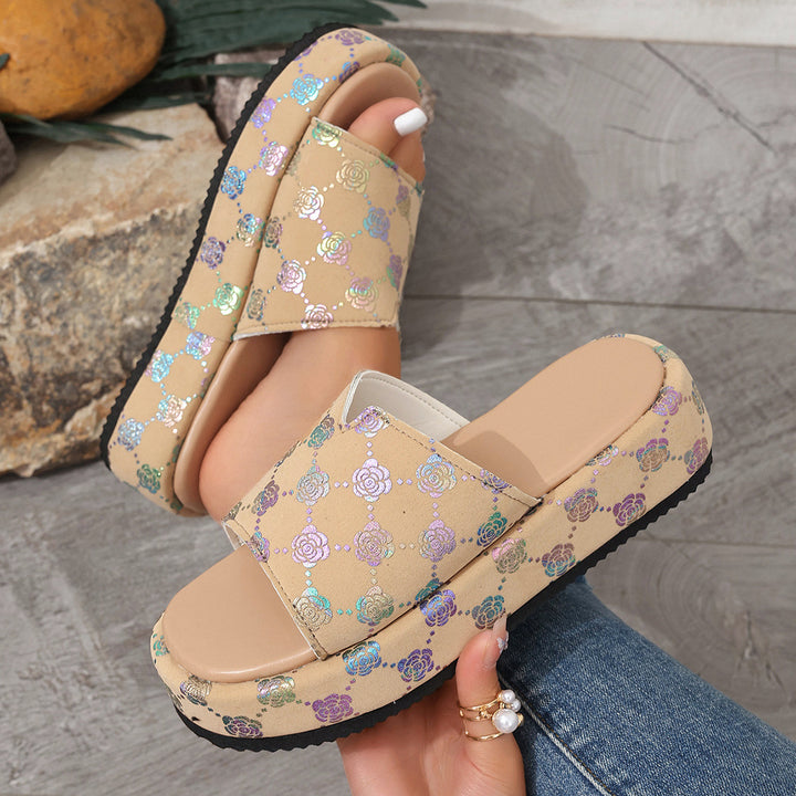Dame Plateau-sandaler med floral glimmerdesign og komfortable såler Stilla