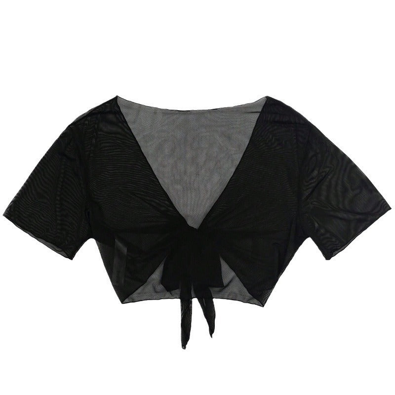 Dame Mesh Crop Top med dekorativ knude Stilla