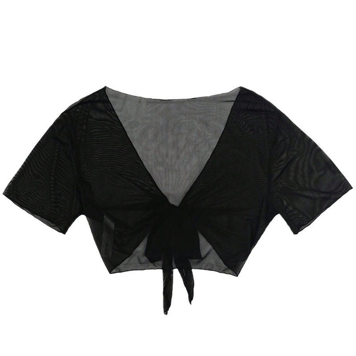 Dame Mesh Crop Top med dekorativ knude Stilla