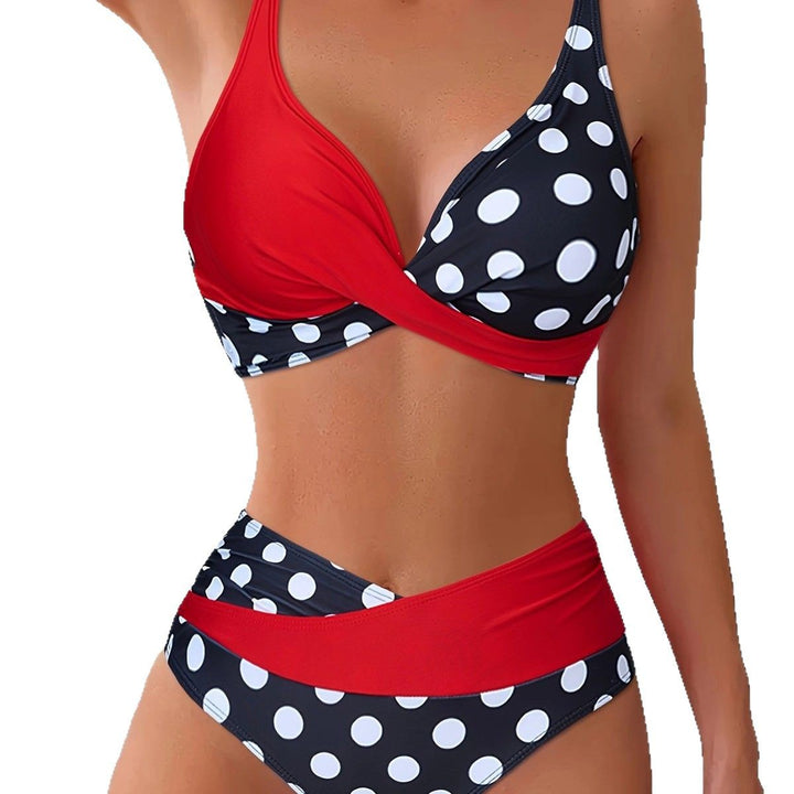 Dame bikini sæt med kontrasterende indpakningsdesign og høj talje Stilla