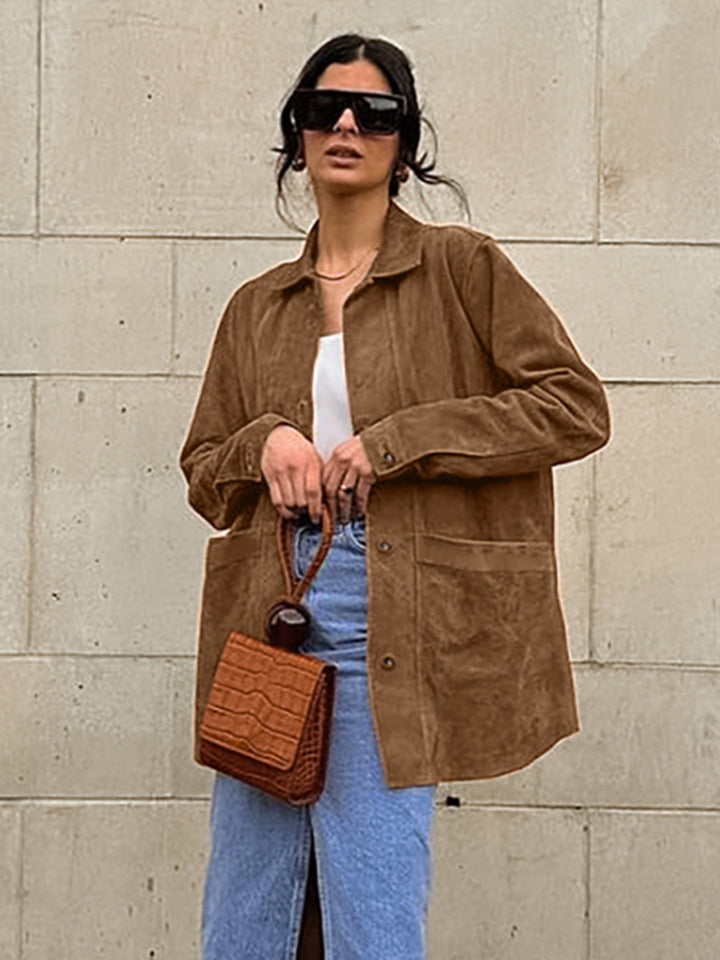 Dame Suede Overshirt i flot Casual-stil Stilla