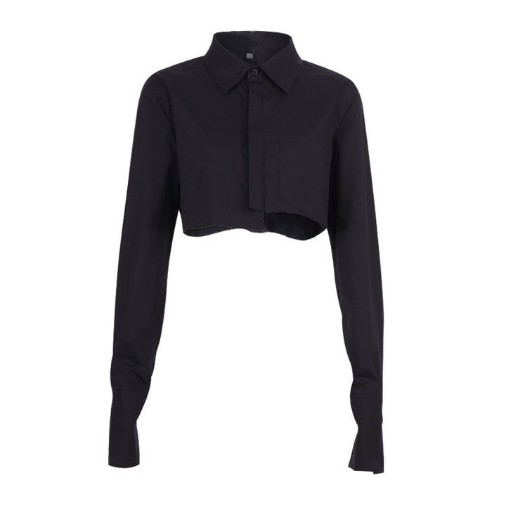 Dame Cropped Skjorte med klassisk Krave og elegante Detaljer Stilla