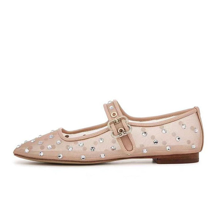 Femme strass-pyntet spidse sko-ballet flade Stilla