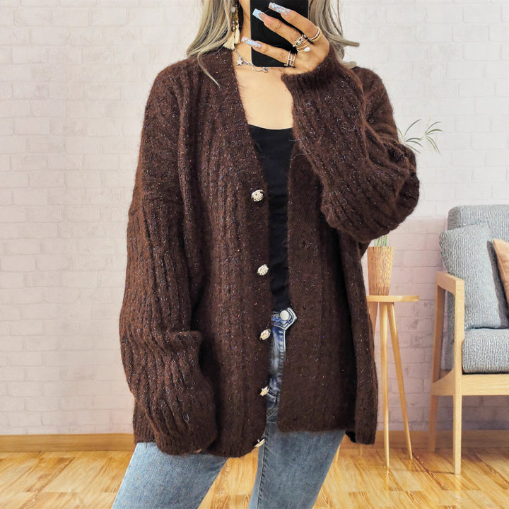 Kvindernes komfortable cardigan med knapdetaljer Stilla