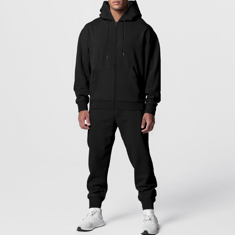 Herren nan urban zip hoodie med kængurulomme og konisk tapered joggingbukser sæt Skovae