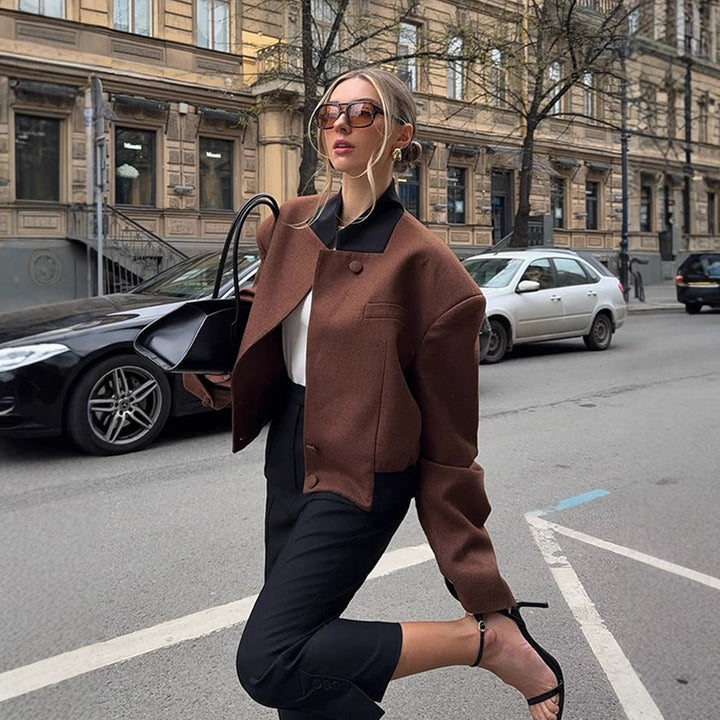 Dame Uld Crop-Jakke med moderne snit Stilla