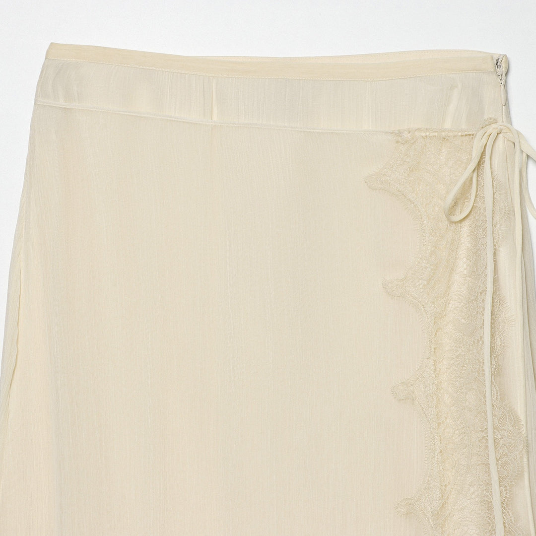 Dame elegant ruffled nederdel med delikat spids dekoration og praktisk talje snøre Skovae
