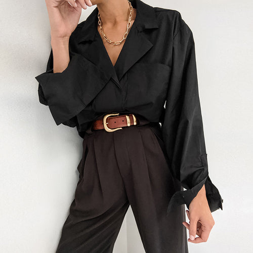 Damer elegant bluse med løse ærmer og struktureret krave Stilla