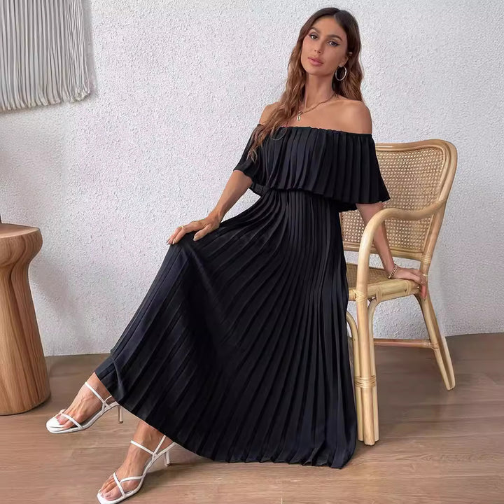 Dame Off-Shoulder Maxikjole med elegant fold Stilla