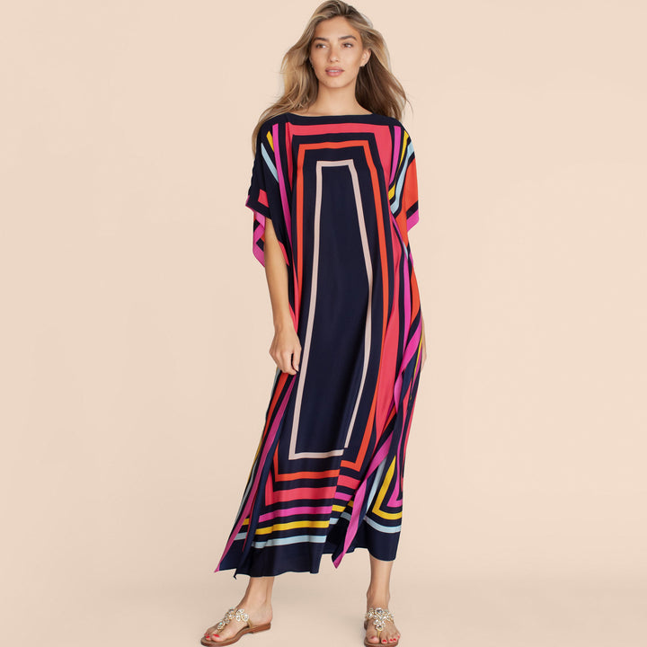 Dame Strandtunika med moderne geometrisk design Stilla