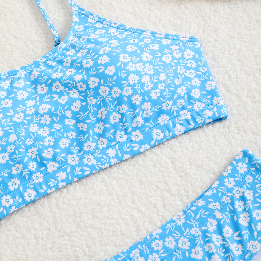 Dame Floral Print Triangle Bikini Sæt Stilla