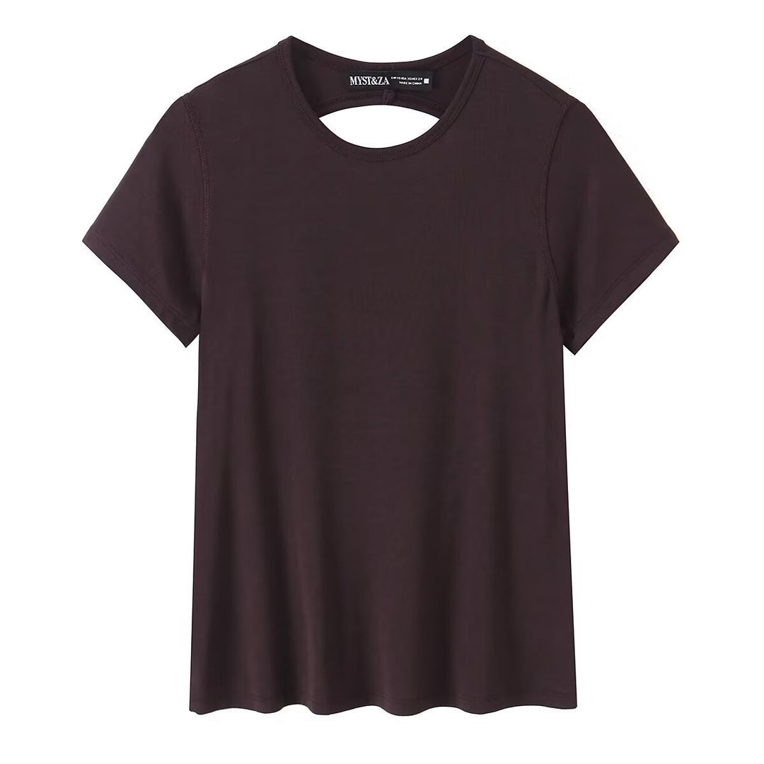 Dame Sporty T-shirt med fashionable rygudskæring Skovae