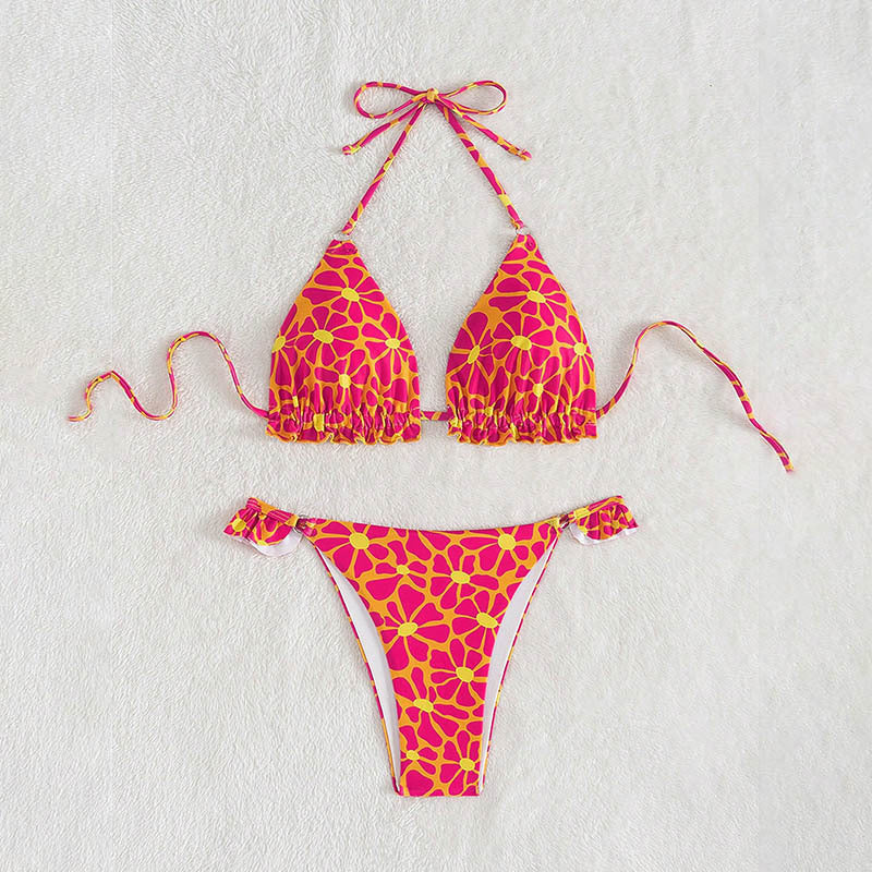Dame Triangel-Bikini med legende blomsterdesign Skovae