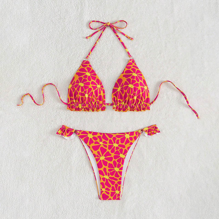 Dame Triangel-Bikini med legende blomsterdesign Skovae