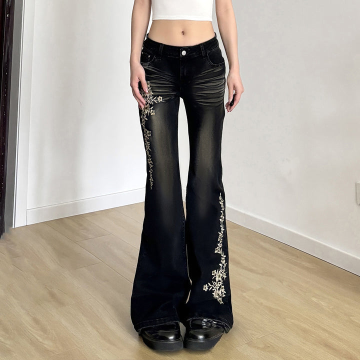 Dame Flared Jeans med elegant blomsterbroderi Skovae