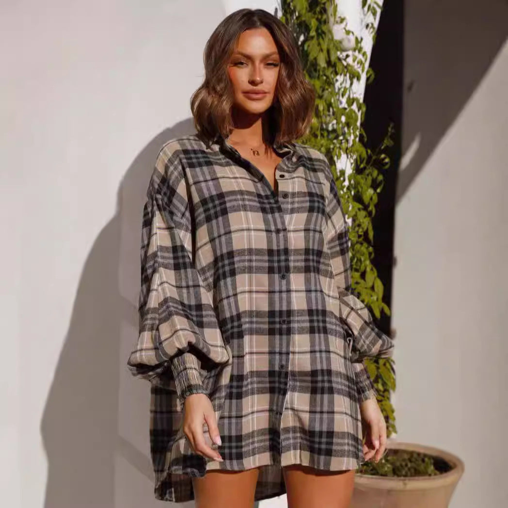 Kvinders Tjekket Oversized Skjorte med Casual Snit Skovae
