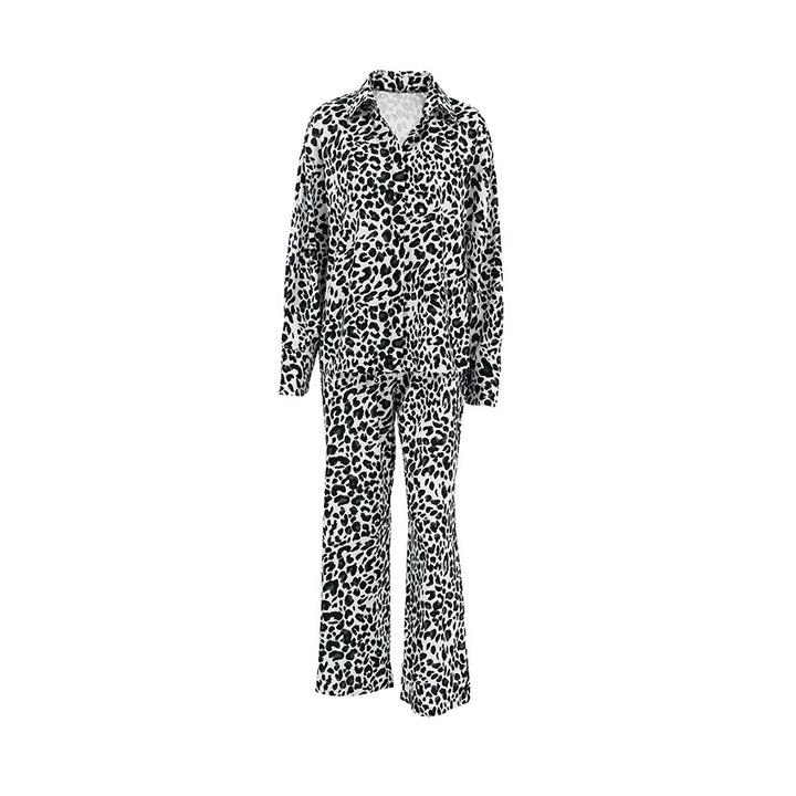 Damer fritid-loungewear-sæt med leopardmønster og elastisk talje Stilla