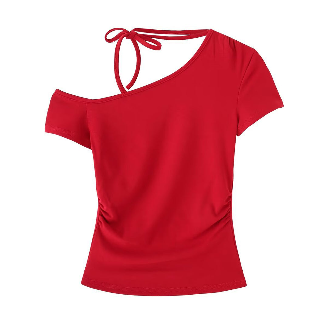 Dame Off-Shoulder top med knude dekoreret design og elegant skæring Stilla