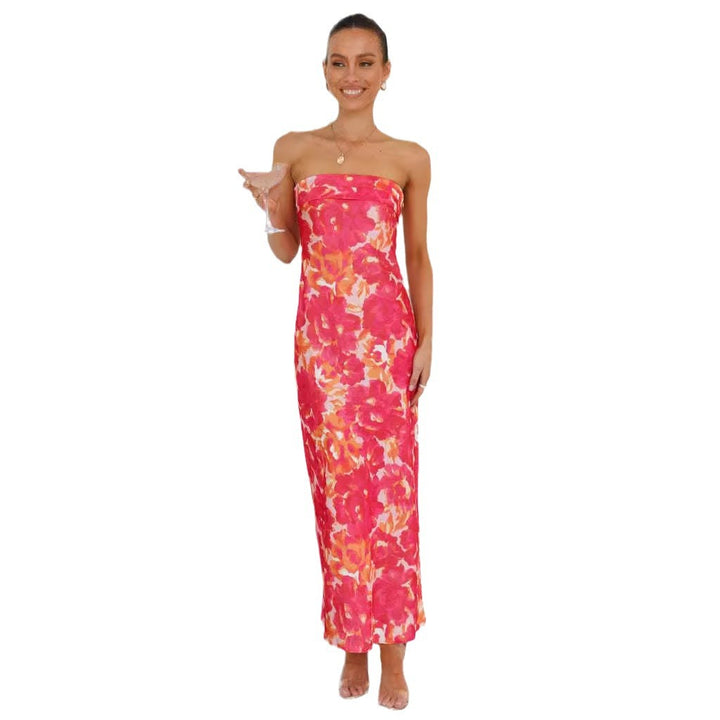 Kvinders maxikjole med off-the-shoulder design og blomsterprint Stilla