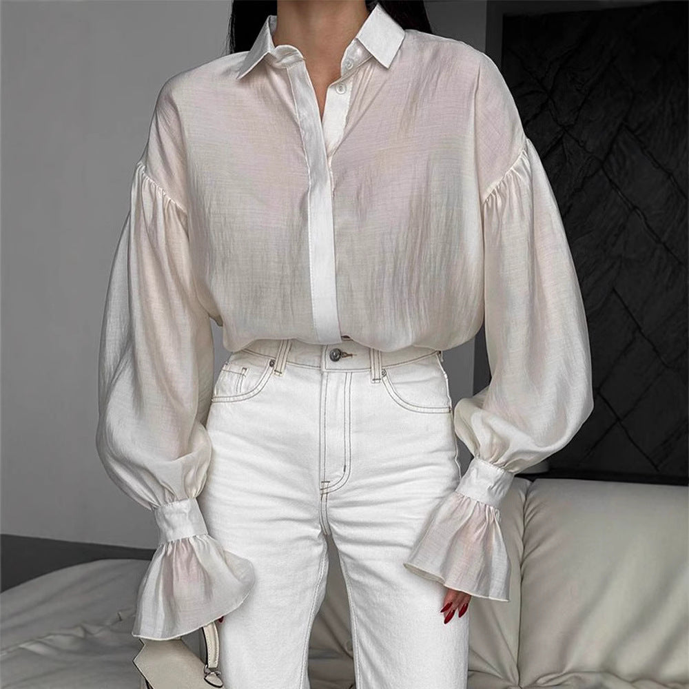 Dame fritidsbluse med voluminøse ærmer Stilla