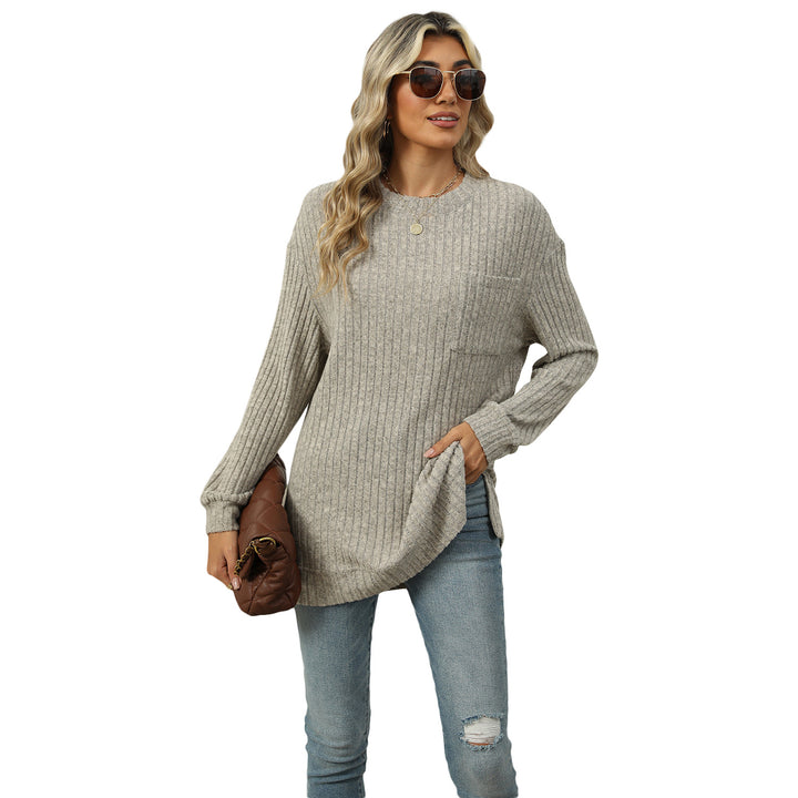 Dame Stor, ribbet sweater med sideslidser Stilla