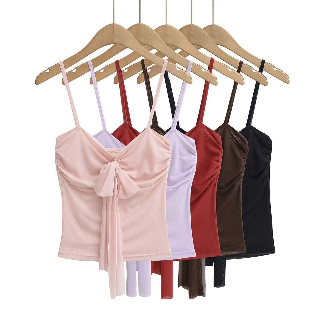 Damer bomulds crop-top med legende knude og sart stropdesign Stilla