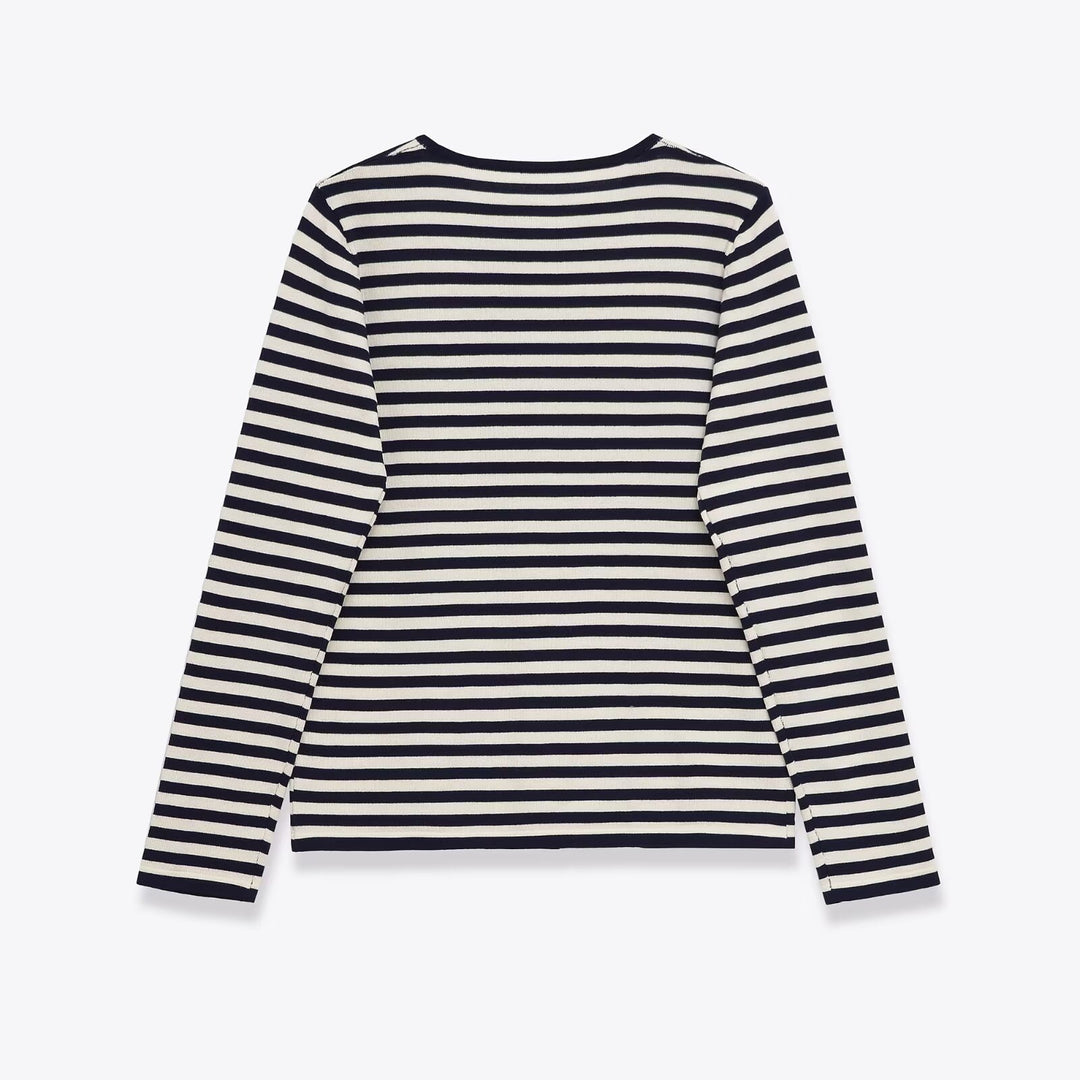 Dame stribet cardigan med knaplukning Stilla