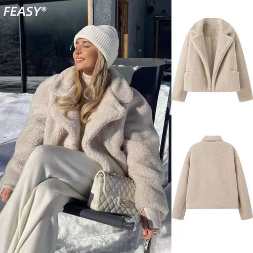 Dame kramme teddy jakke med moderne revers Stilla